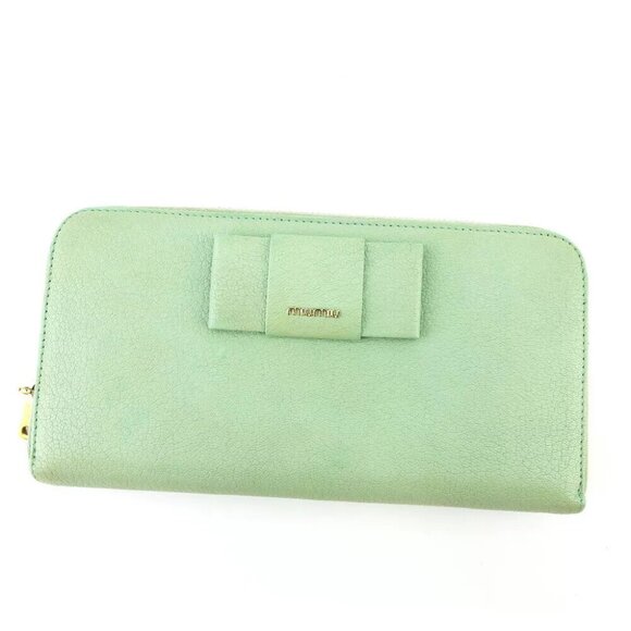 miu miu long wallet ribbon leather Authentic USED - Picture 1 of 10